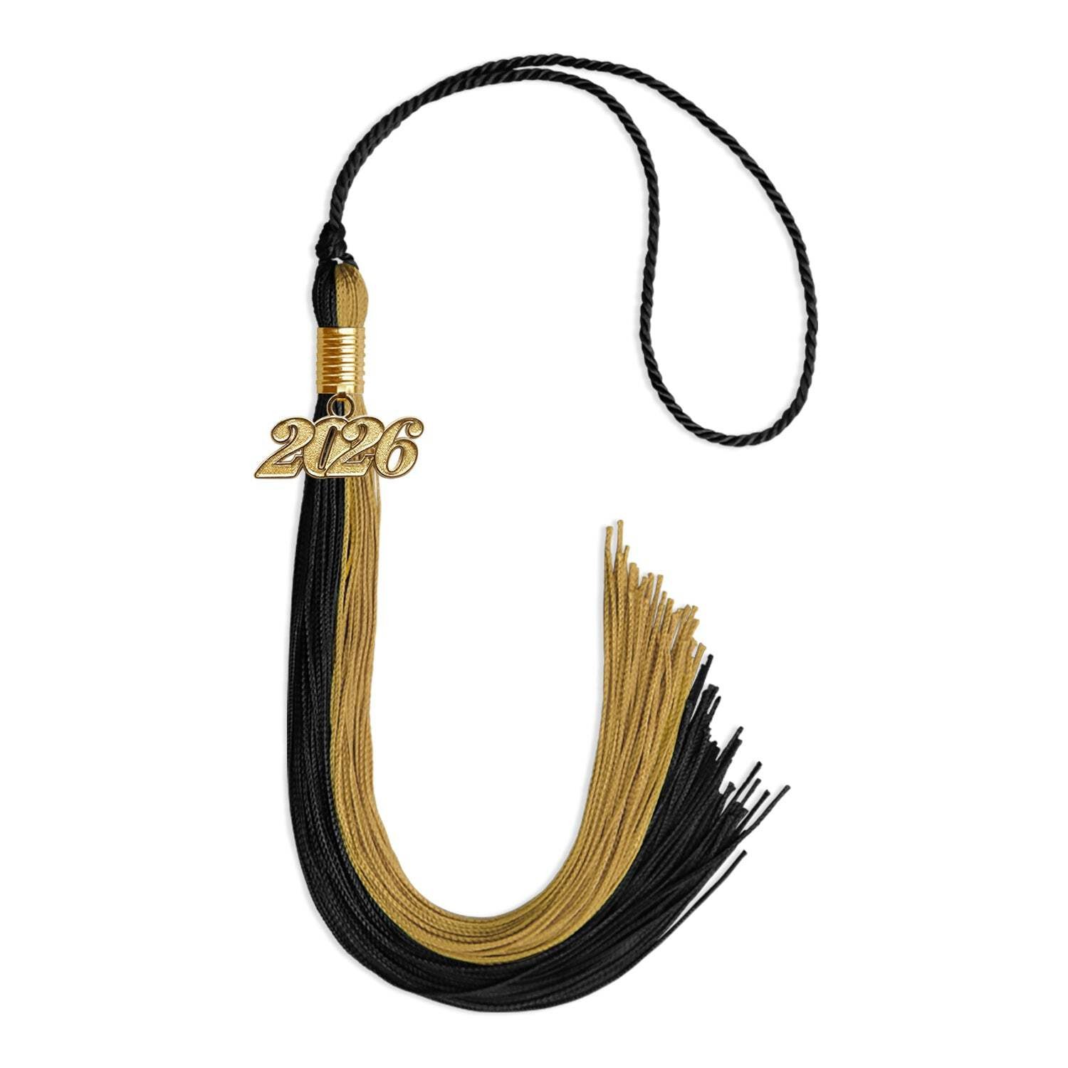 Endea Graduation Black/Antique Gold Tassel with Gold Date Drop