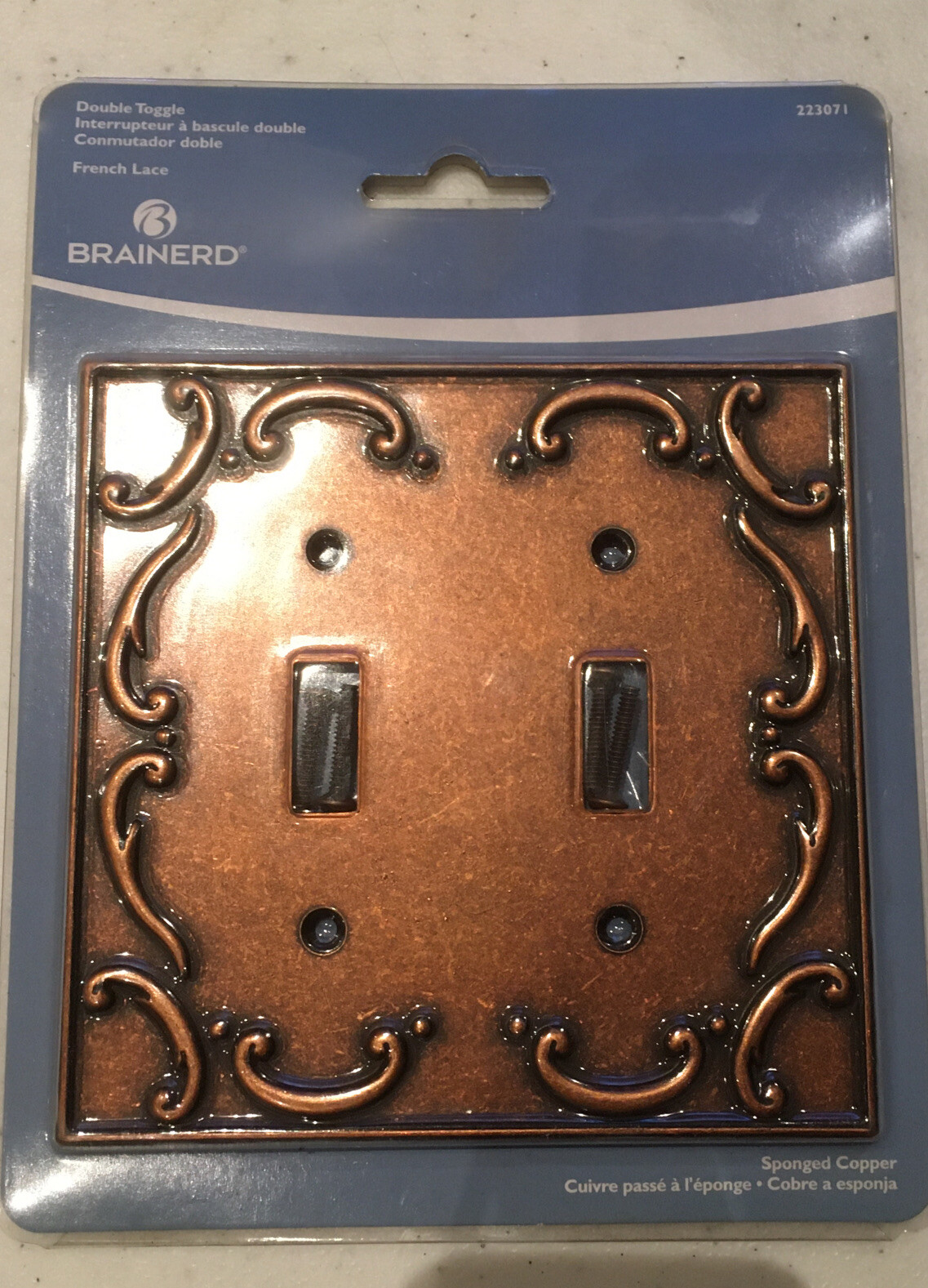 BRAINERD French Lace Toggle Switch Brainerd 2-Gang Sponged Copper #223071