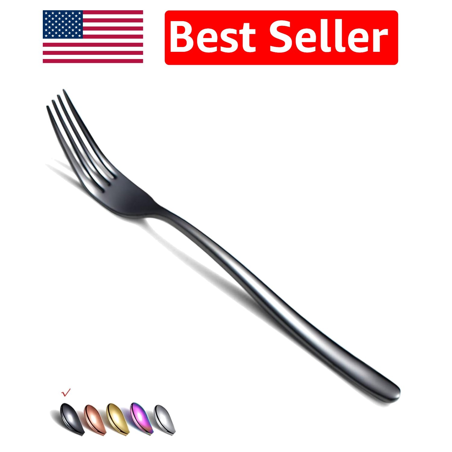 High-Quality 6 Pack Black Dinner Forks - 8'' Stainless Steel for All Occasions