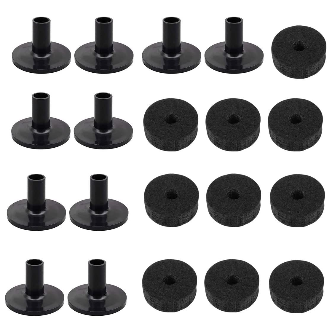 TUOREN 20 Pieces Cymbal Replacement Accessories Drum 20Pcs, black