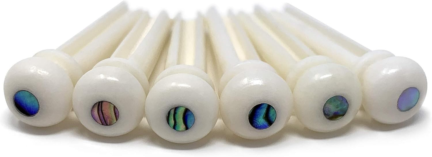 Slotted Pure Bone Bridge Pins with Abalone Dot Inlay for 6 & 12 String Acoust...