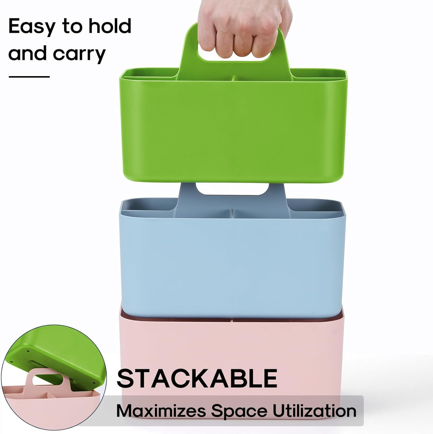 Multiuse Caddy Organizer with Handle, Portable Divided Plastic Tote Bin - Art Cr