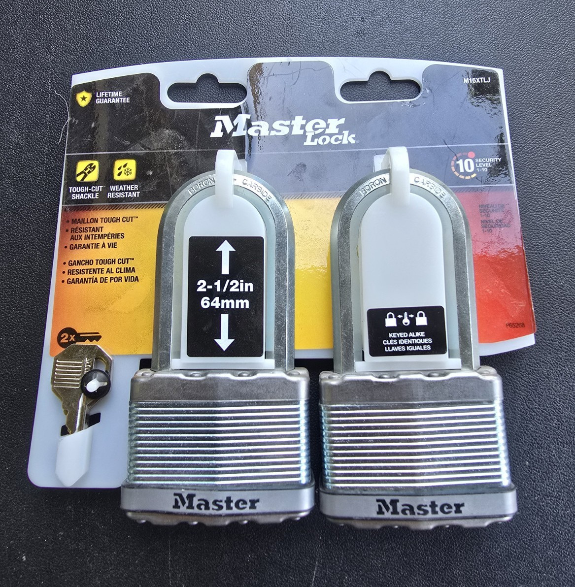 Master Lock M15XTLJ 2-Pack Steel Weather Resistant Keyed Alike Outdoor Padlocks