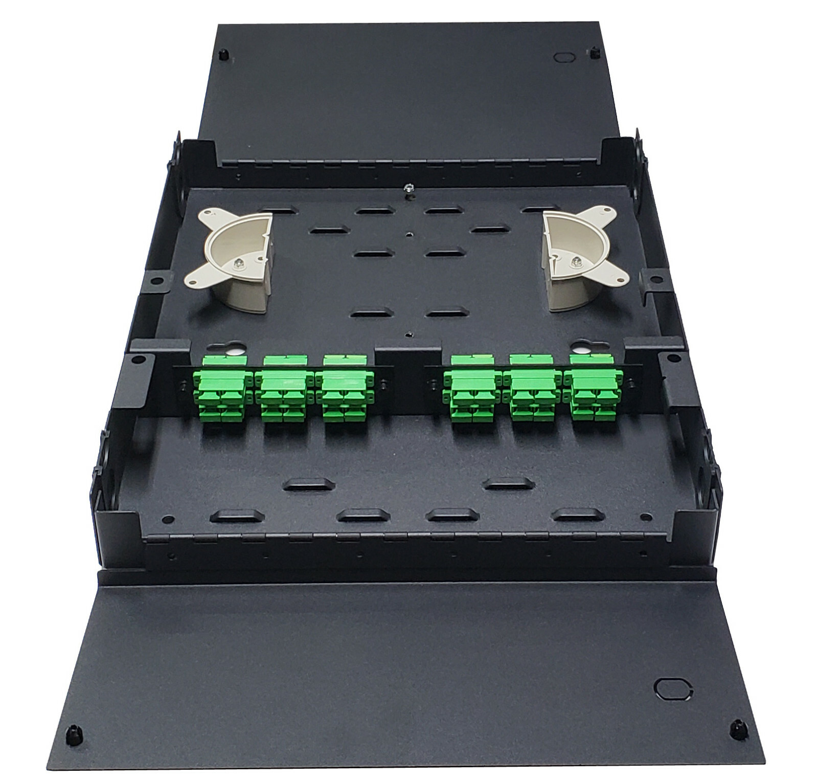 24 Fiber Dual Door Wall Mount w 12 SC/APC Duplex Adapters, Patch Only Singlemode