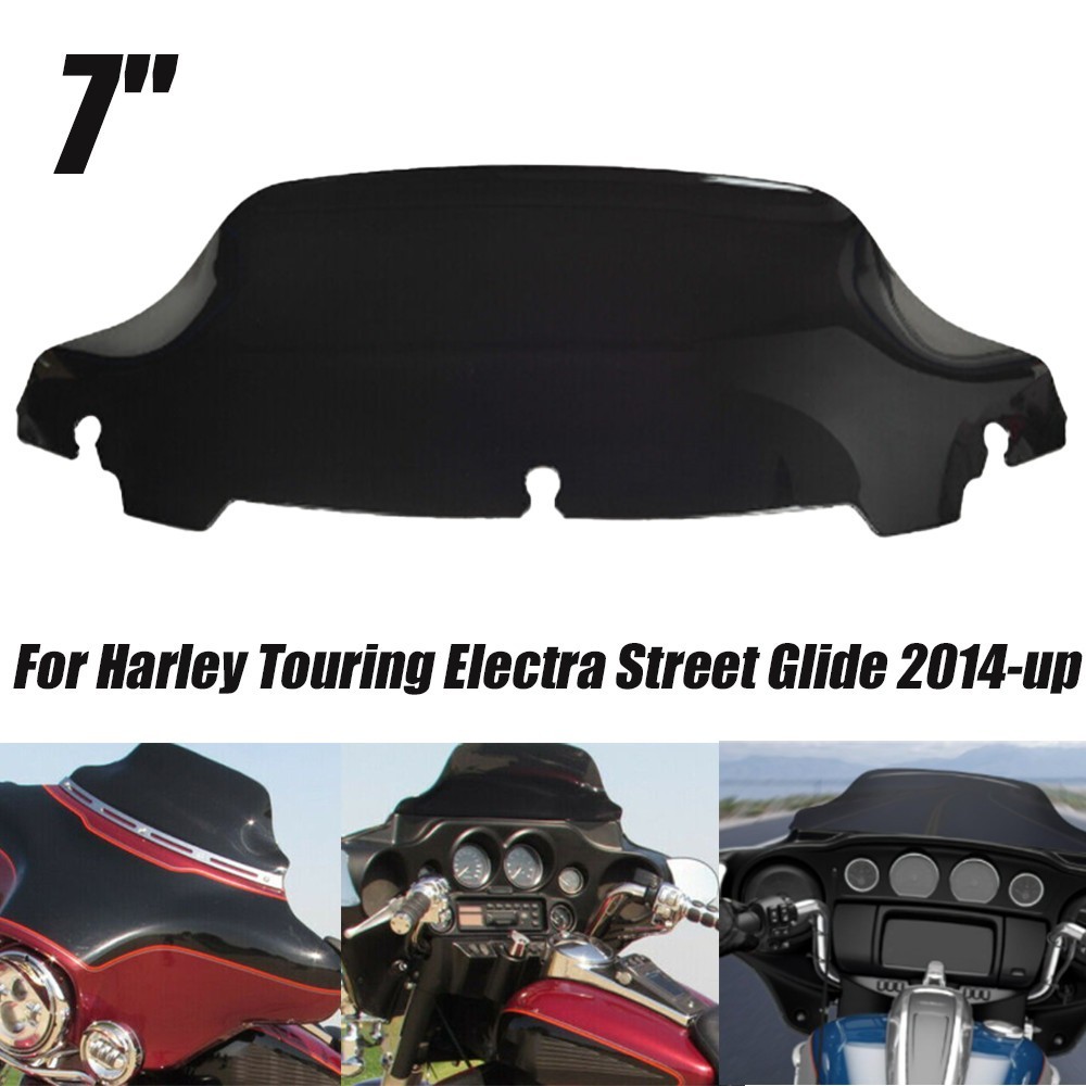 Black 7''-Windshield Windscreen For Harley Touring Electra Glide FLHT 2014-2024