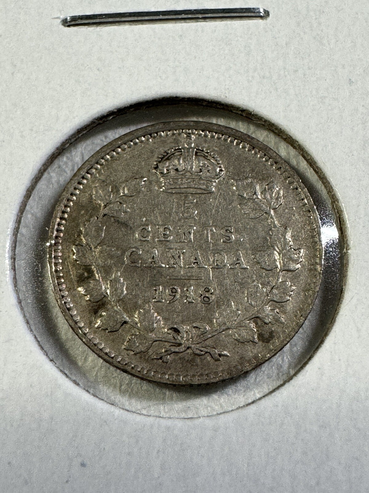 1918 Canada 5 Cents Small Silver Coin