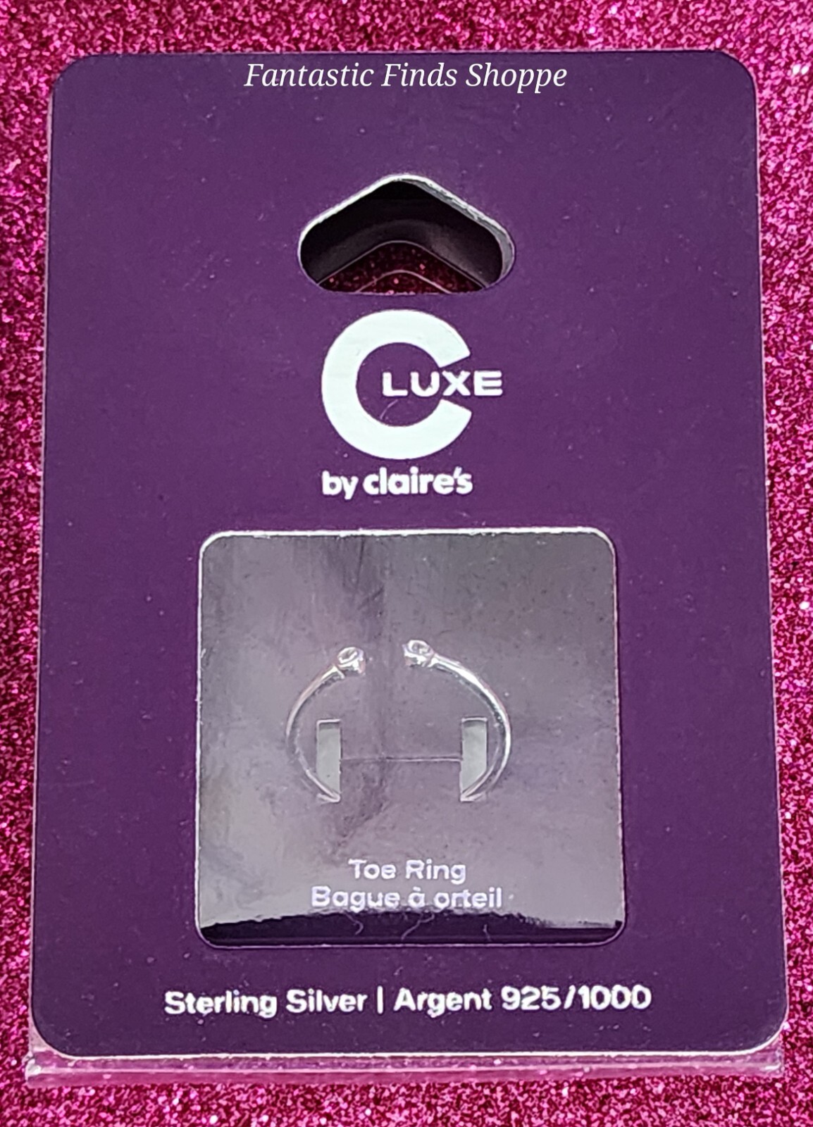 C LUXE by Claire's Sterling Silver Crystal Open Front Toe Ring