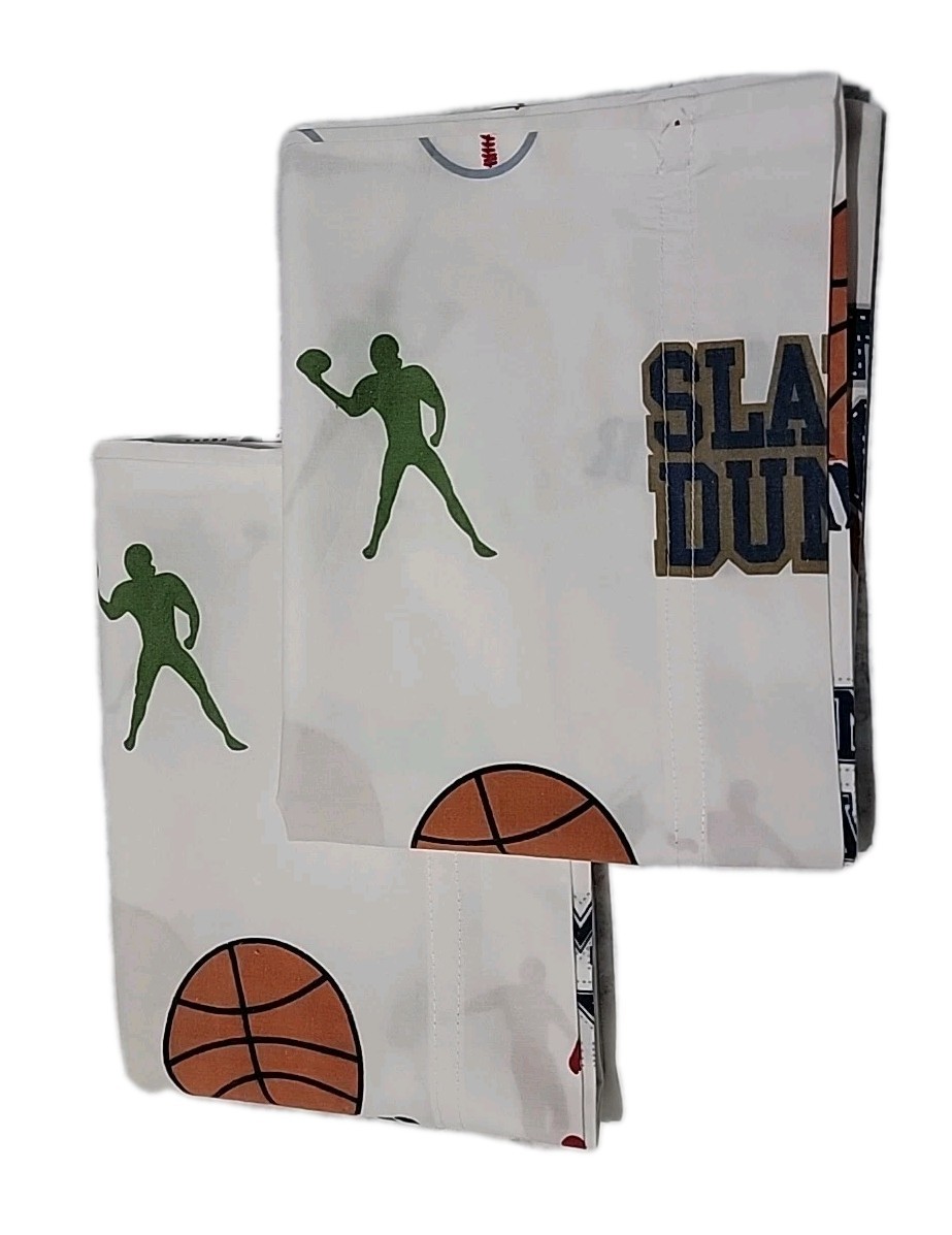 1 Multiple Sports Themed Multi-color  Pillowcases. 20 X 29 Standard Custom Made