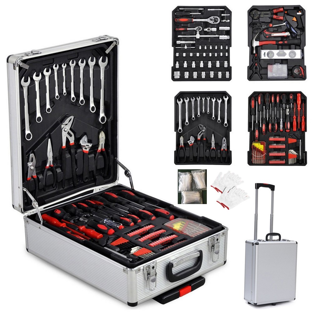 799Pcs Tool Set Silver Aluminum Trolley Storage Case