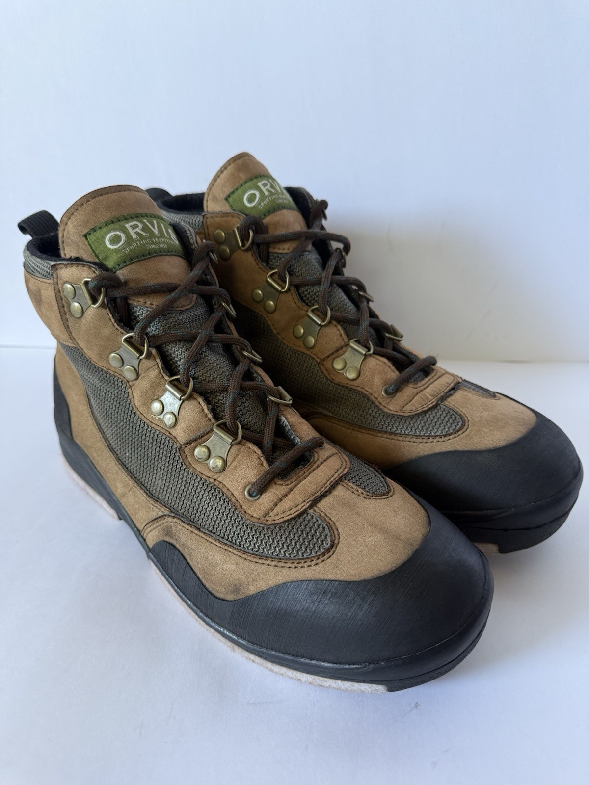 Orvis Wading Boots Mens Sz 11-11.5 Felt Bottom Fly Fishing Shoes Brown