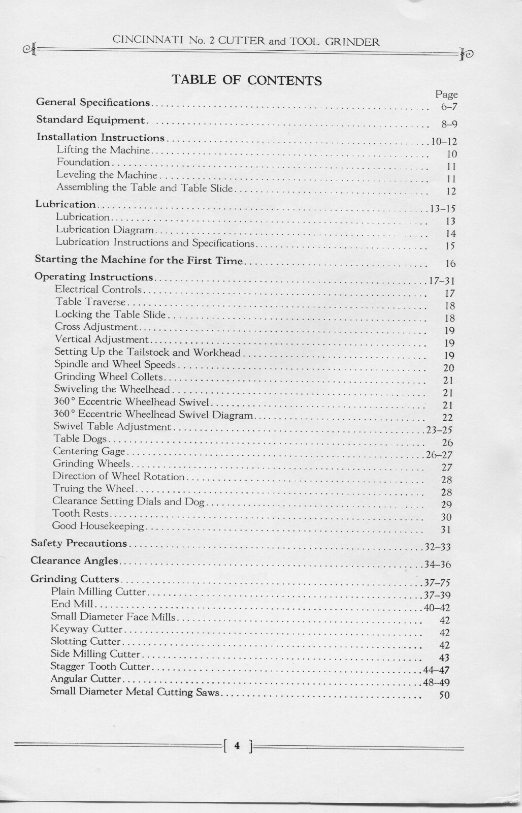 2 Cutter & Tool Grinder Operator Instruction Manual Fits Cincinnati 142