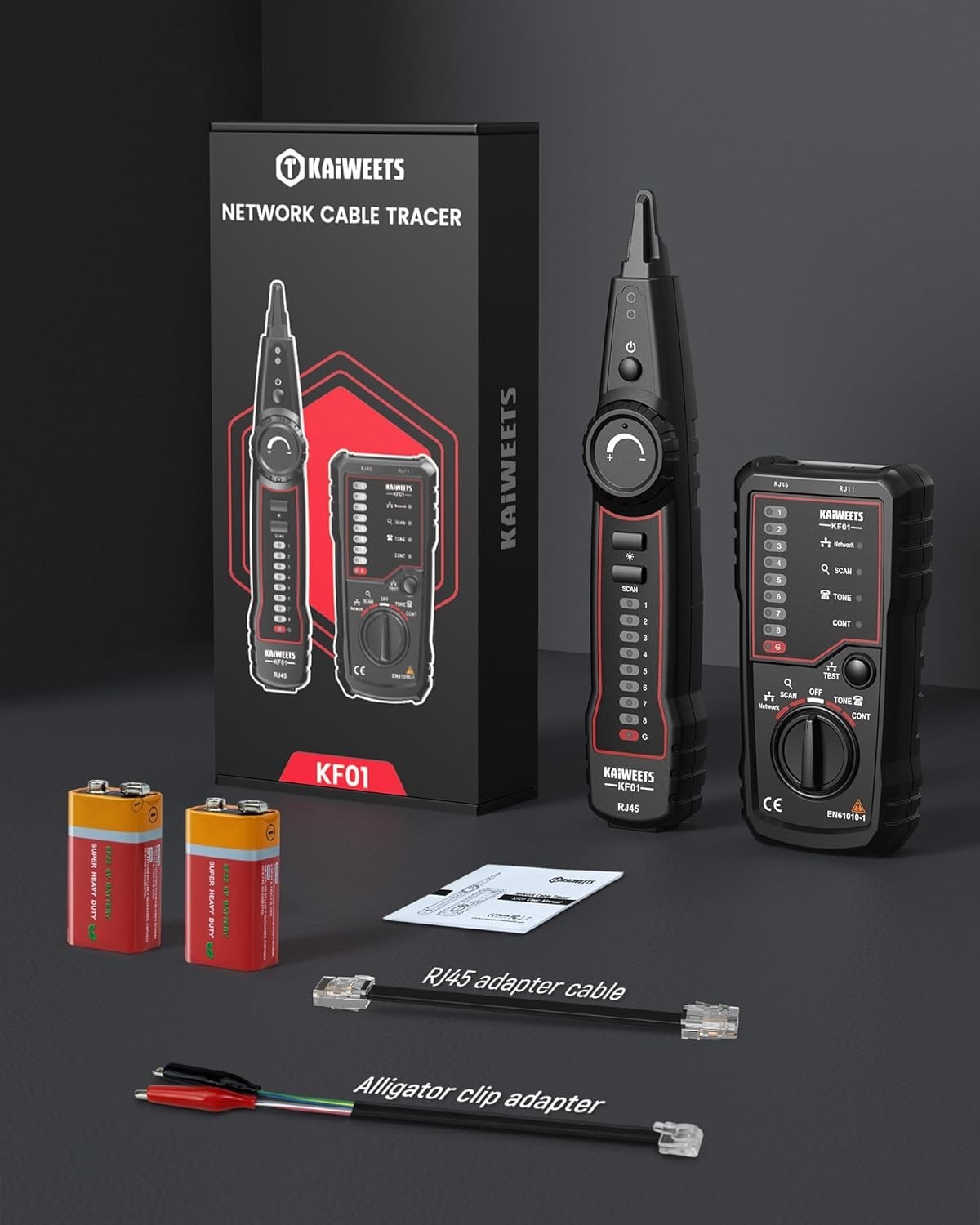 All-in-One Cable Tracer Kit with Tone Generator & LED Flashlight for Technicians