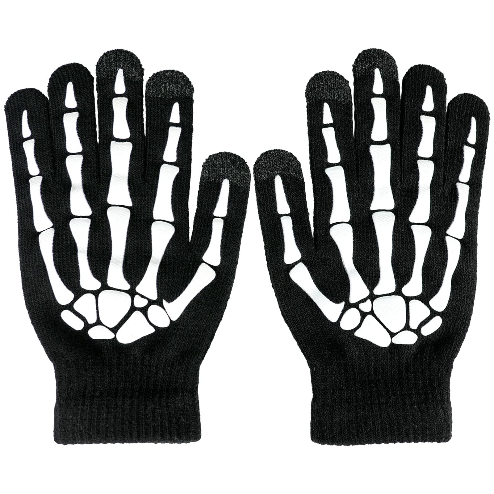 XUECHEN Halloween Skeleton Gloves,Glow in the Dark Standard, Full Finger