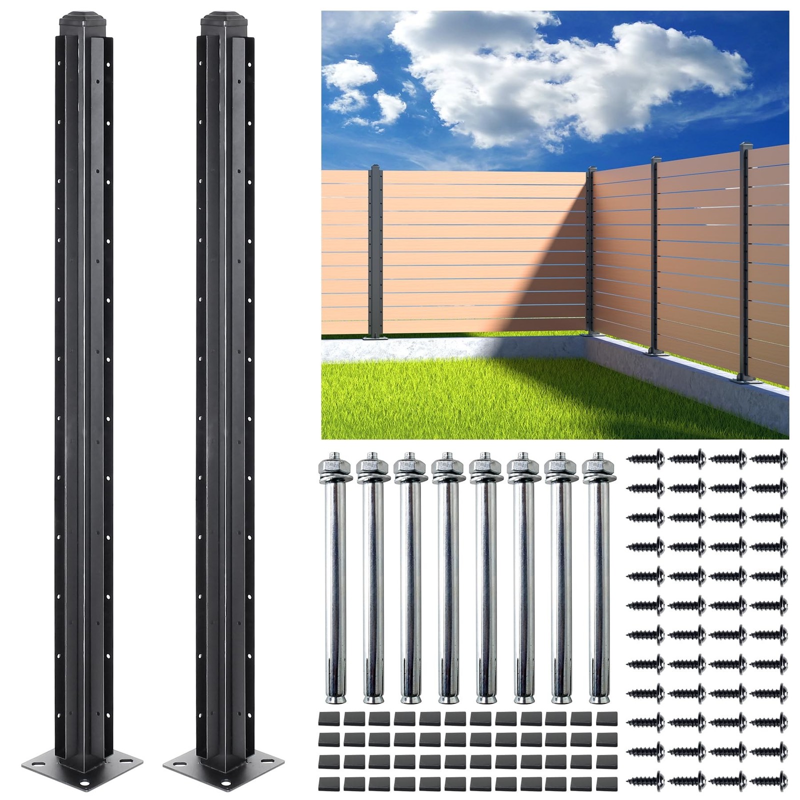Q235A-Steel 4ft (H/48in) Heavy Duty Fence Corner Post - Suitable for Outdoor ...