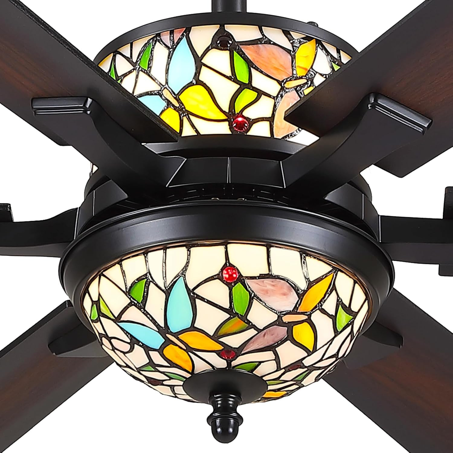 Ceiling Fans with Lights - 52" Black Ceiling Fan Chandelier with 6 Dual-Blades a