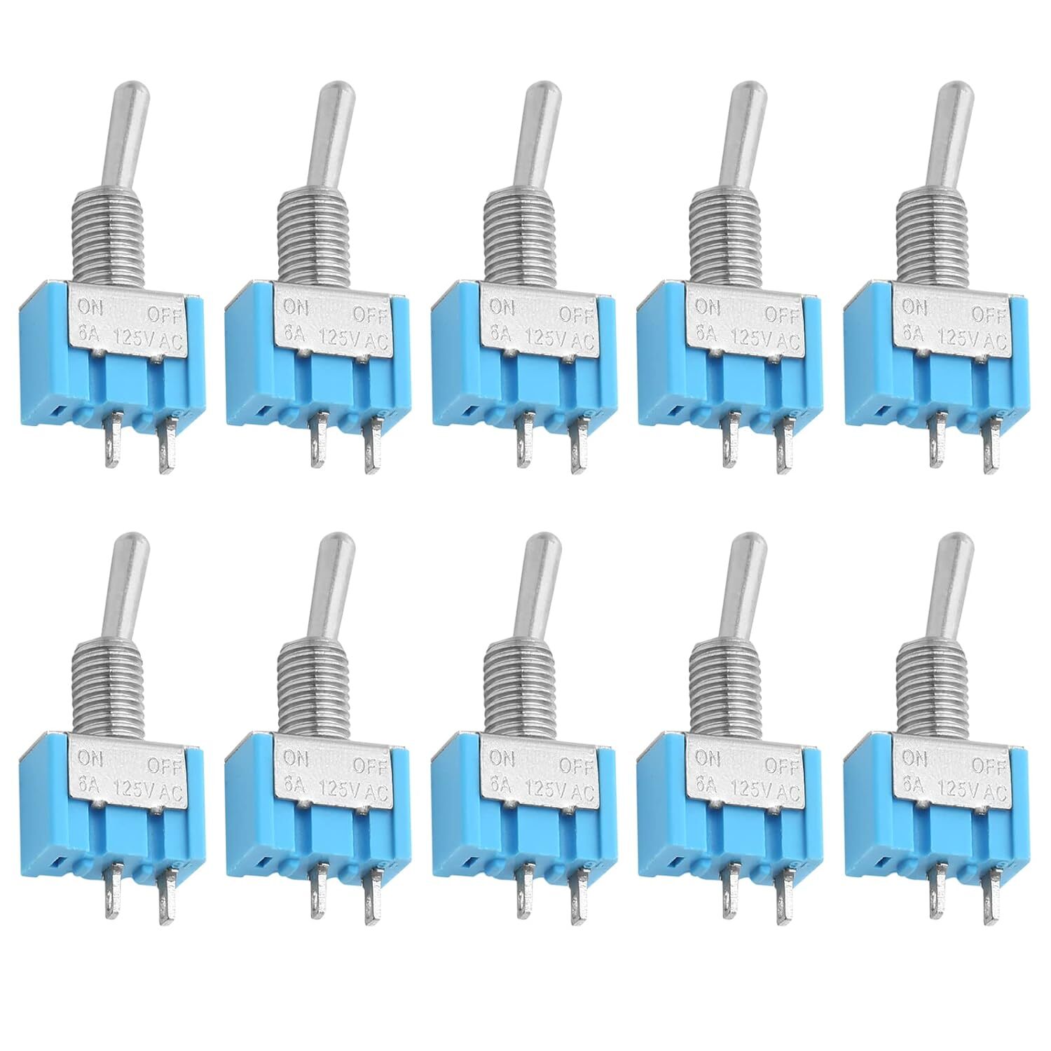 10PCS Mini Interruptor de Botón 6MM Azul Claro Rocker a Prueba de Fuego Aislado