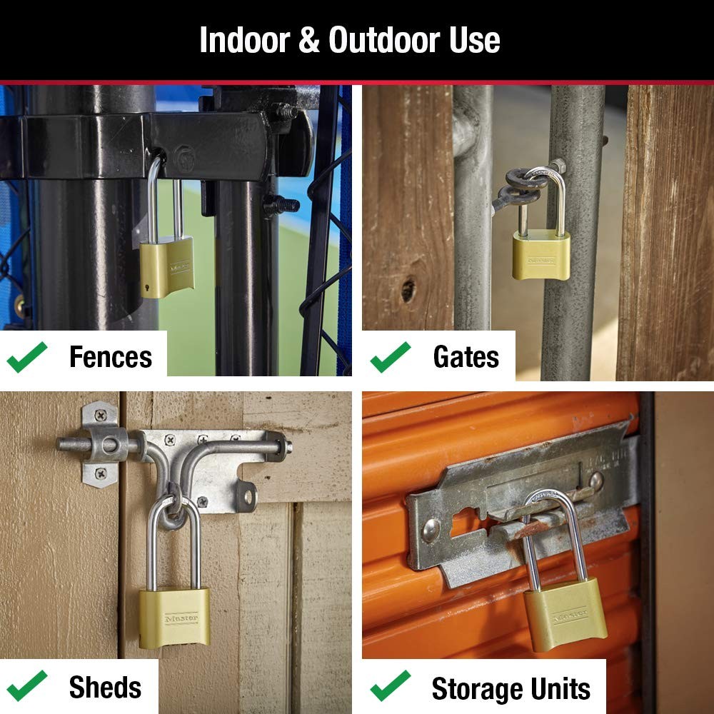 Master Lock Brass Combination Lock, Gate for Outdoor Fence 2 Pack, Gold