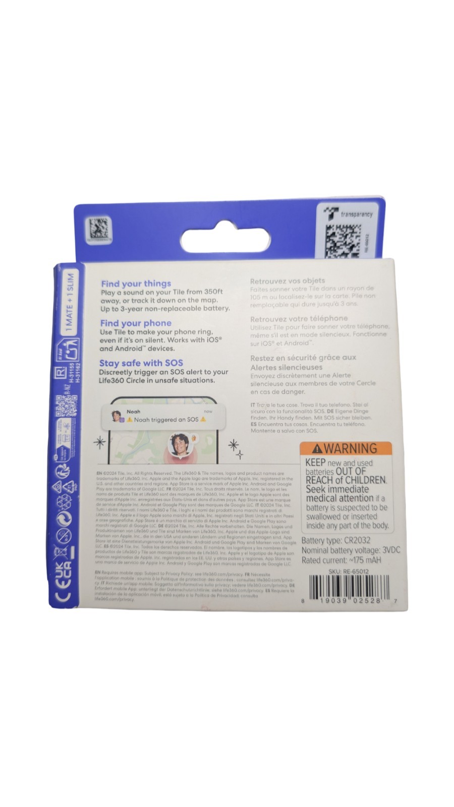 V9-U Tile Mate + Tile Slim by Life360 Bluetooth Tracker Bundle Open Box Tested