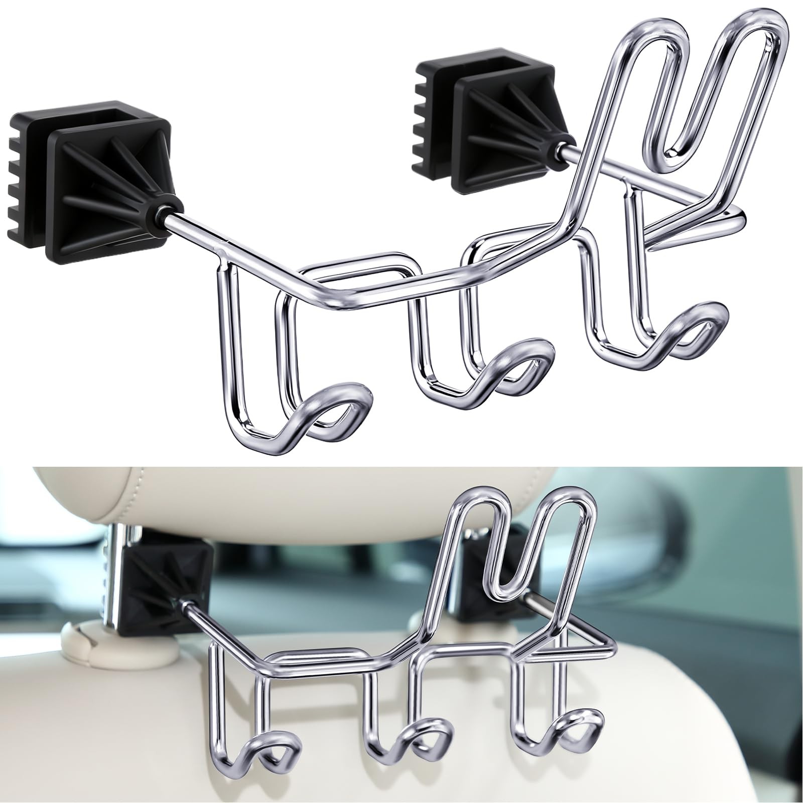 Enhon Hard Hat Holder for Truck, Car Organizer Triple Hooks, Silver