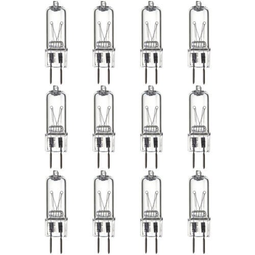 12Pack Single Ended T3.5 Bulb, GY6.35 Bi-Pin Clear Glass, 3200K, 50W, 500LM