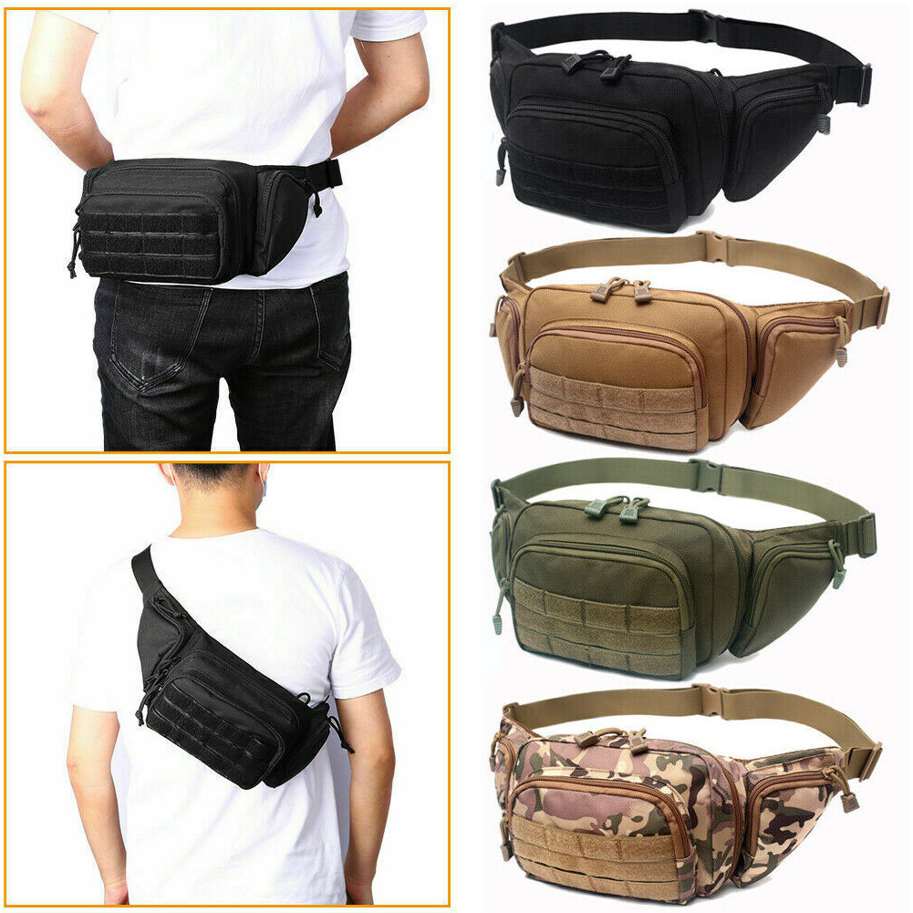 Men's Tactical Molle Concealed Carry Fanny Pack Holster Military Gun Pistol Bag