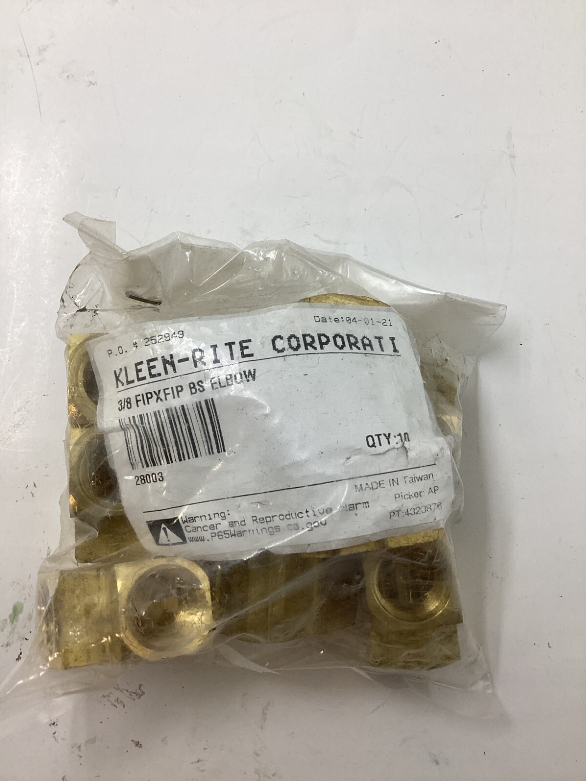 (Pack of 10) Kleen-Rite Genuine OEM 28003 90-Degree Female Elbow 3/8" FIP x FIP
