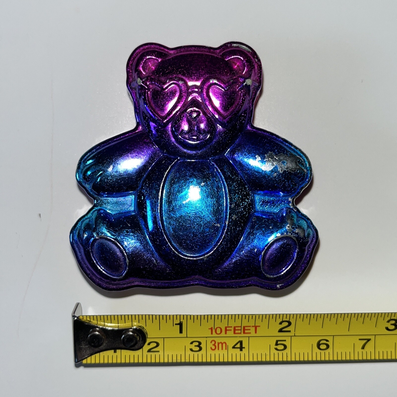 Vintage Lisa Frank Bear Pencil Sharpener Blue Purple Pink Taiwan Metallic