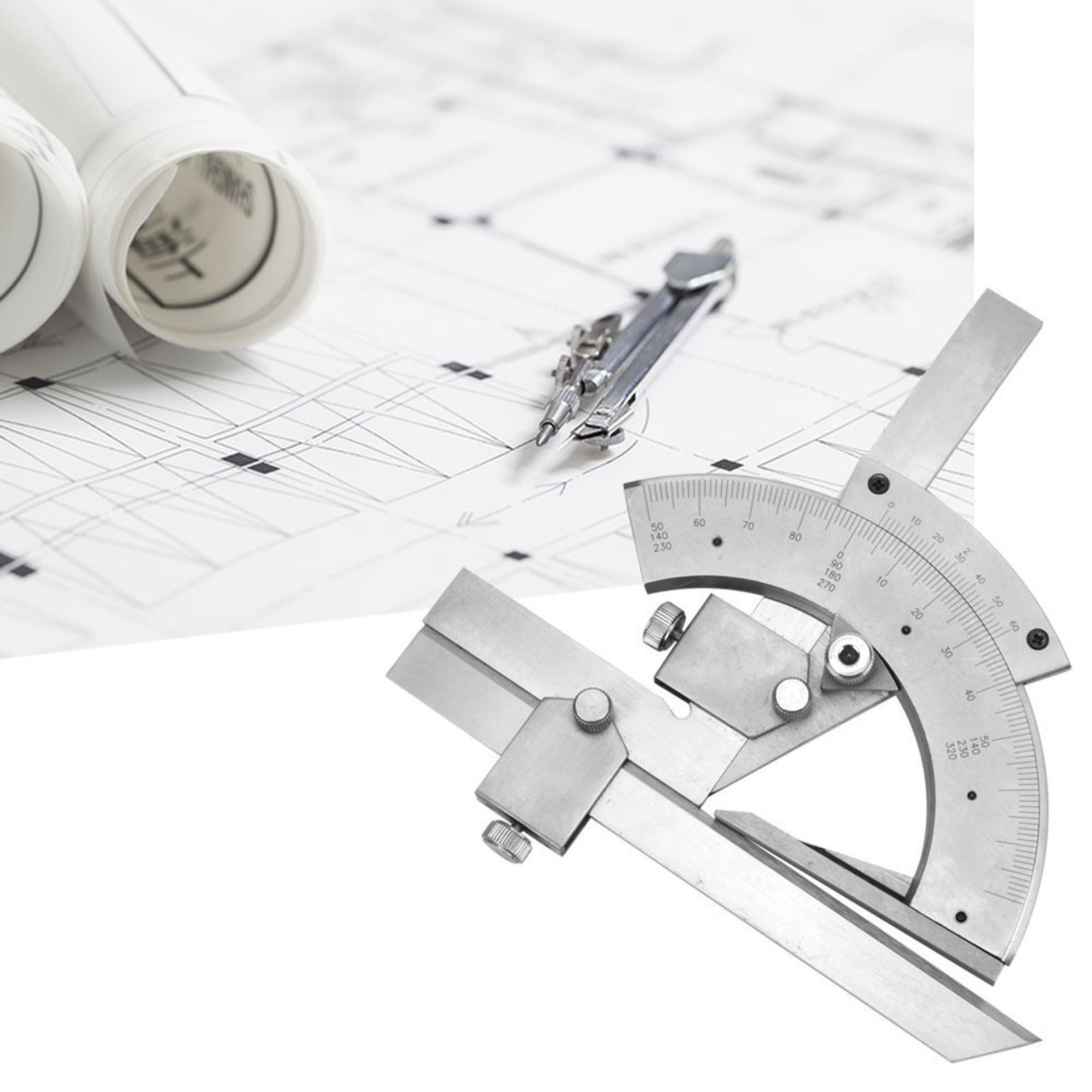 Universal Bevel Protractor 0-320° Angle Measuring Ruler Tools