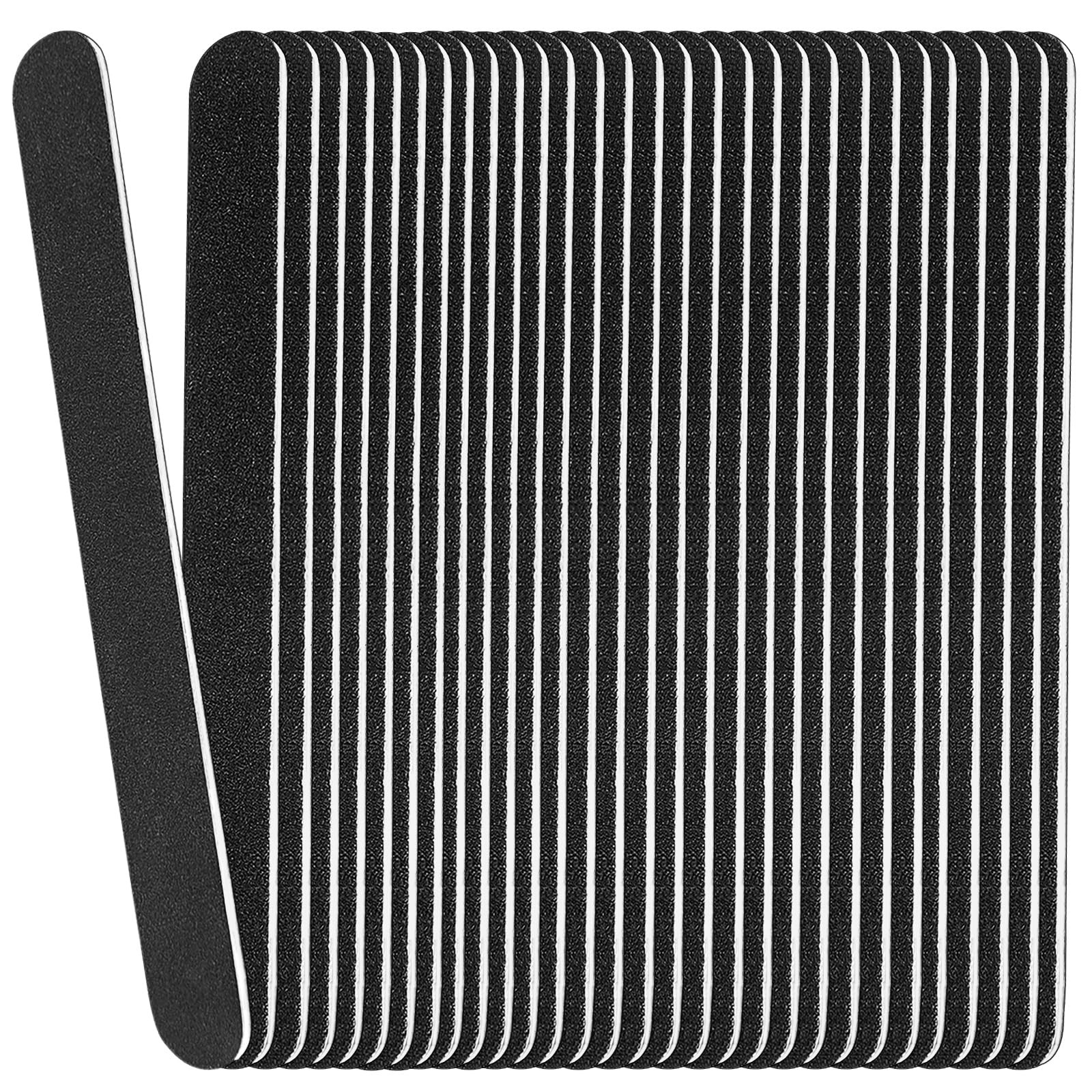Emery Board Nail Files (24 Pack), 100/180 Grit Wooden Nail File for Natural Nail