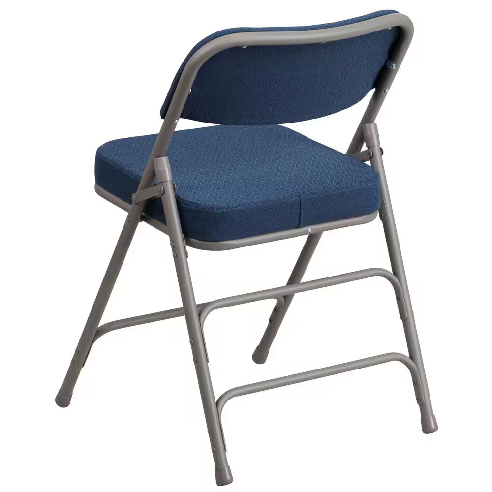 Hercules Series Premium Curved Triple Braced & Double Hinged Navy Fabric Upholst