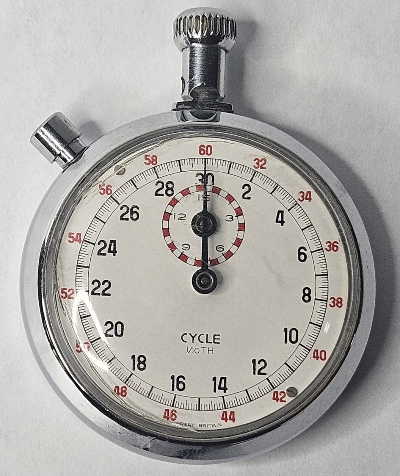 Vintage 1960's by Cycle 1/10 Mechanical Wind-up Stopwatch 60 Seconds Working GUC