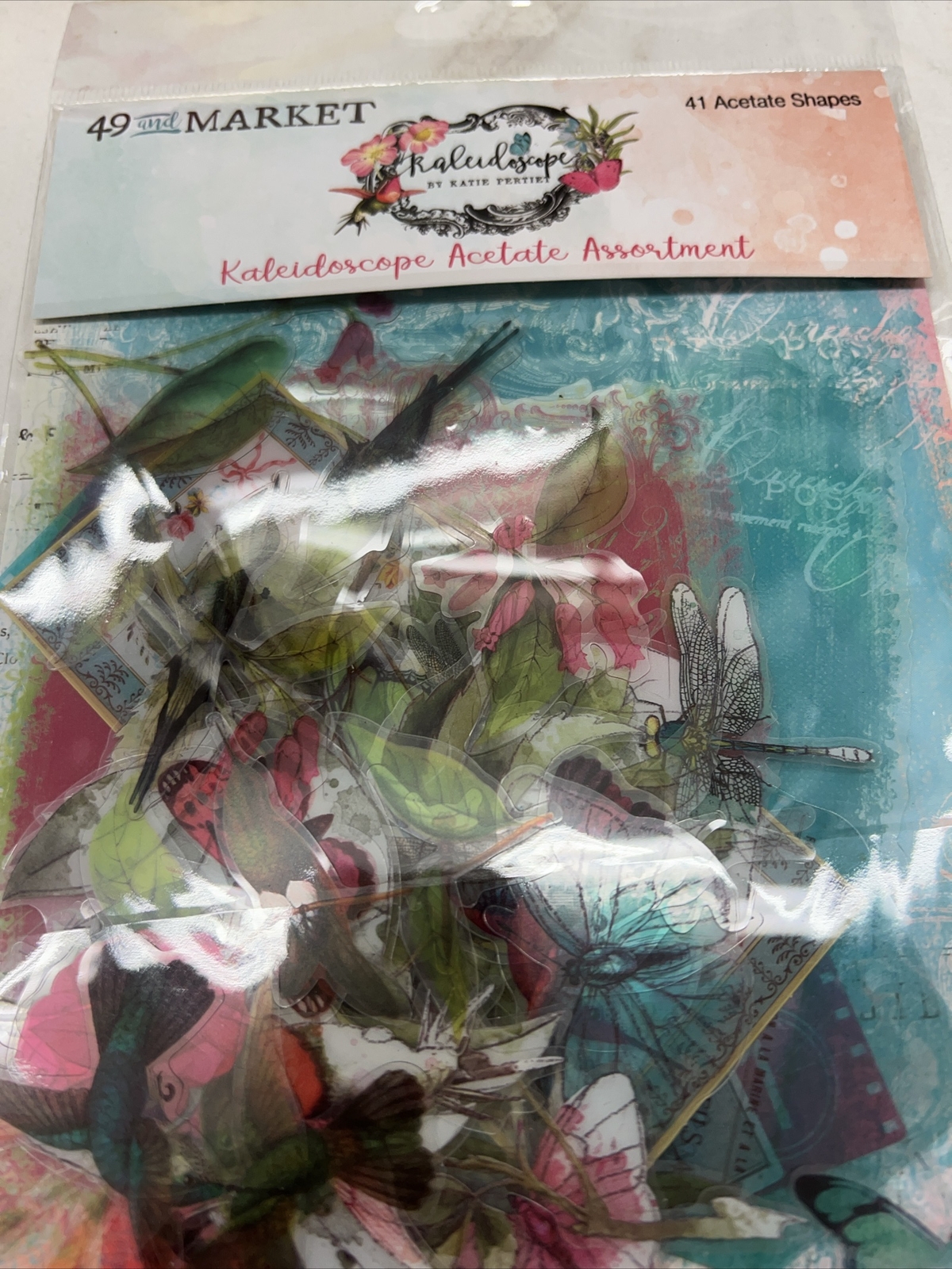 49 & Market Kaleidoscope Acetate Assortment 41 Pieces Florals Butterflies Leaves