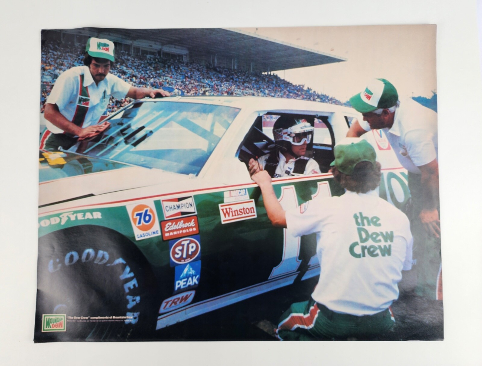 Vintage Mountain Dew "Dew Crew" Darrell Waltrip Winston Racing Poster 22"x17"