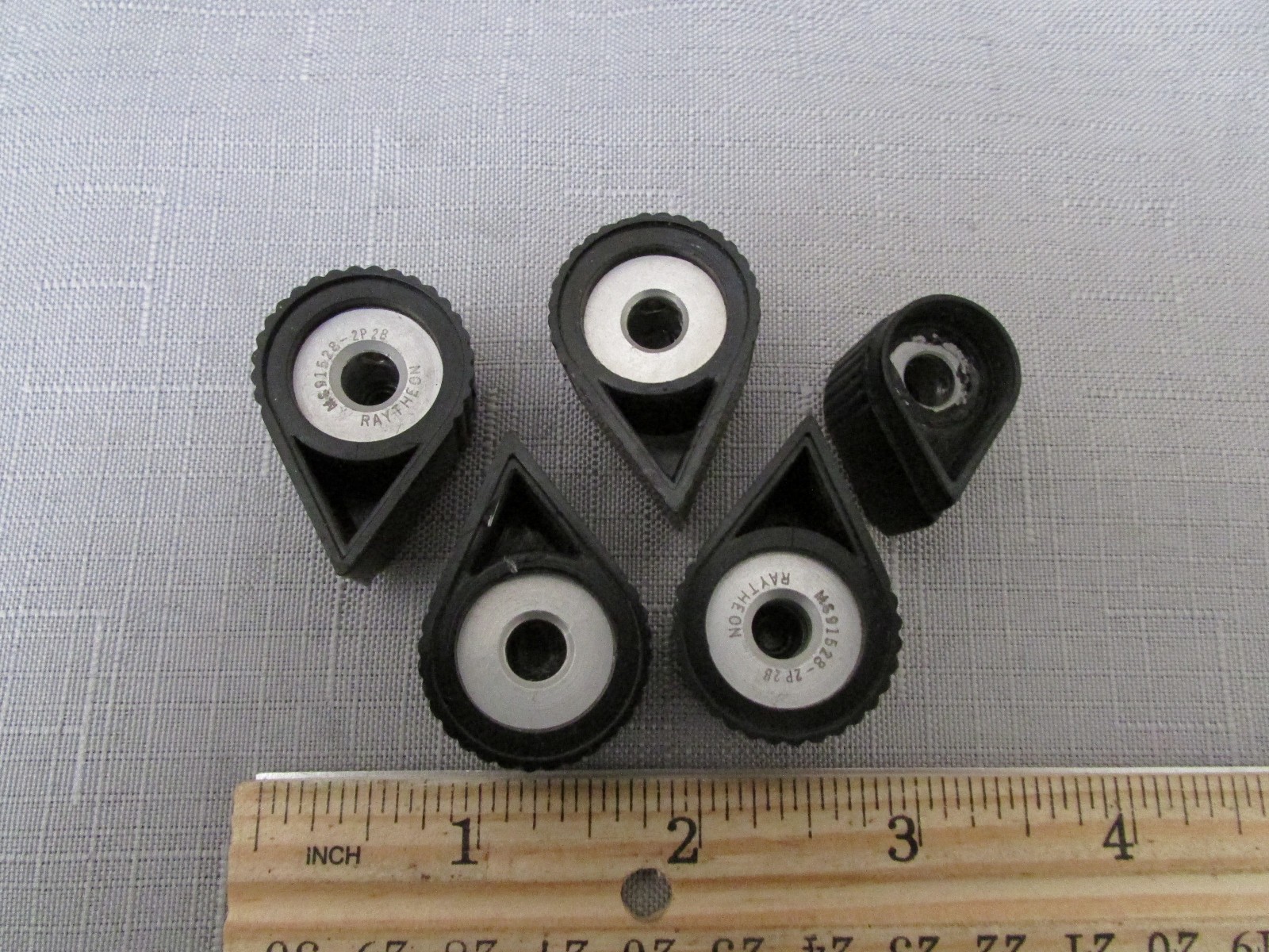 (5) Raytheon Pointer-Shaped Potentiometer Knobs