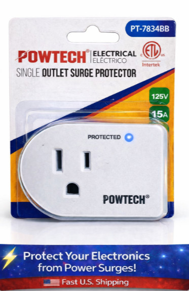Powtech Surge Protector Outlet Wall Plug Single Outlet Voltage Protection