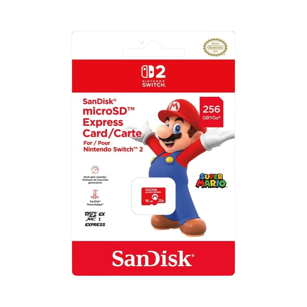 SanDisk 256GB microSD Express Card for Nintendo Switch 2 Super Mario NEW