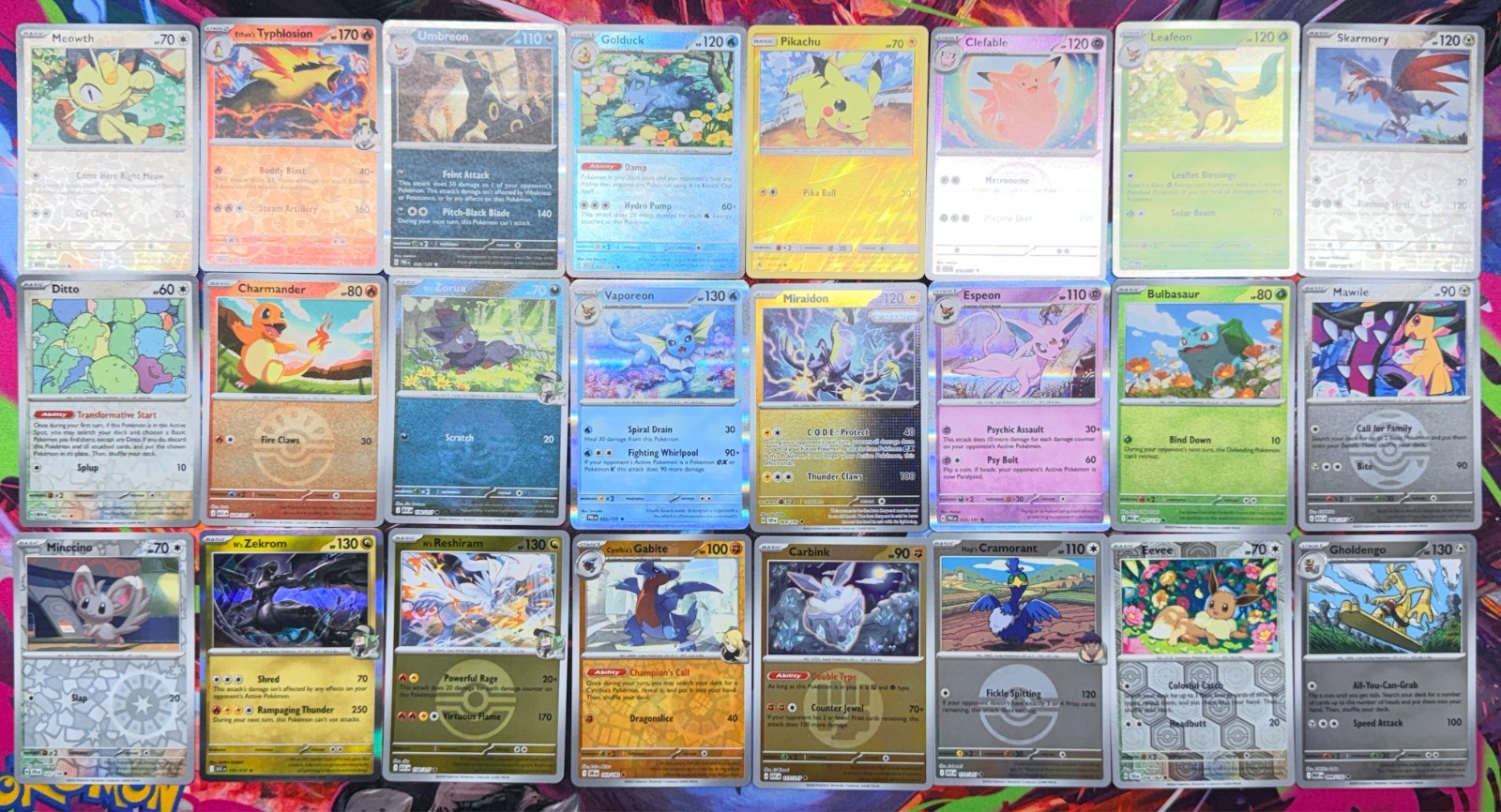 Pokemon TCG NM Reverse Holo Lot of 24 Mixed Cards (No Duplicates)