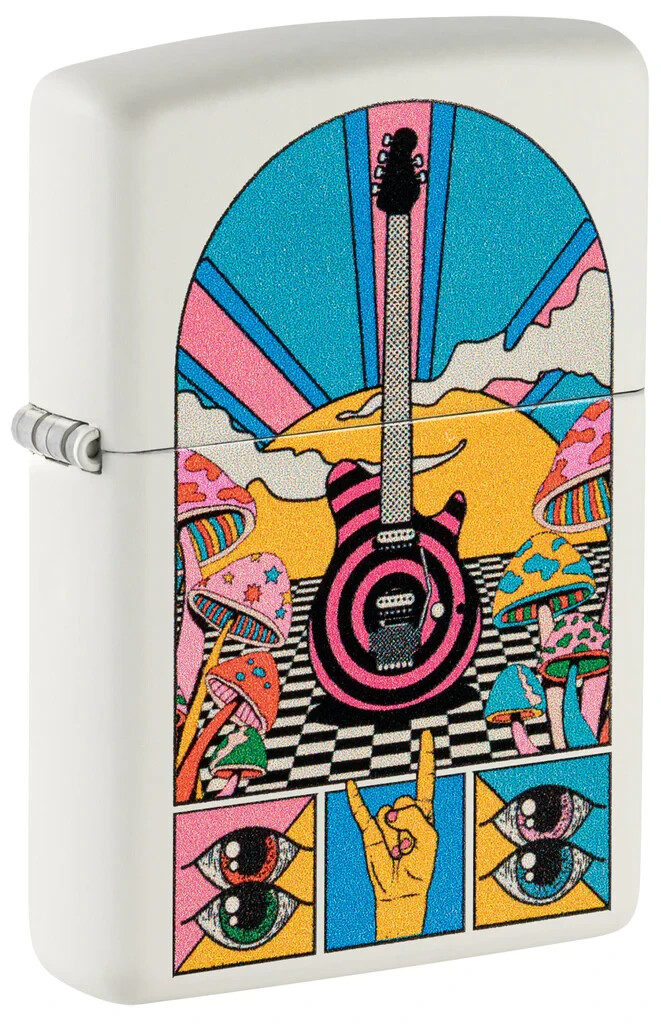Zippo 46167, Guitar-Music Lover's Dream Design, White Matte Lighter, NEW
