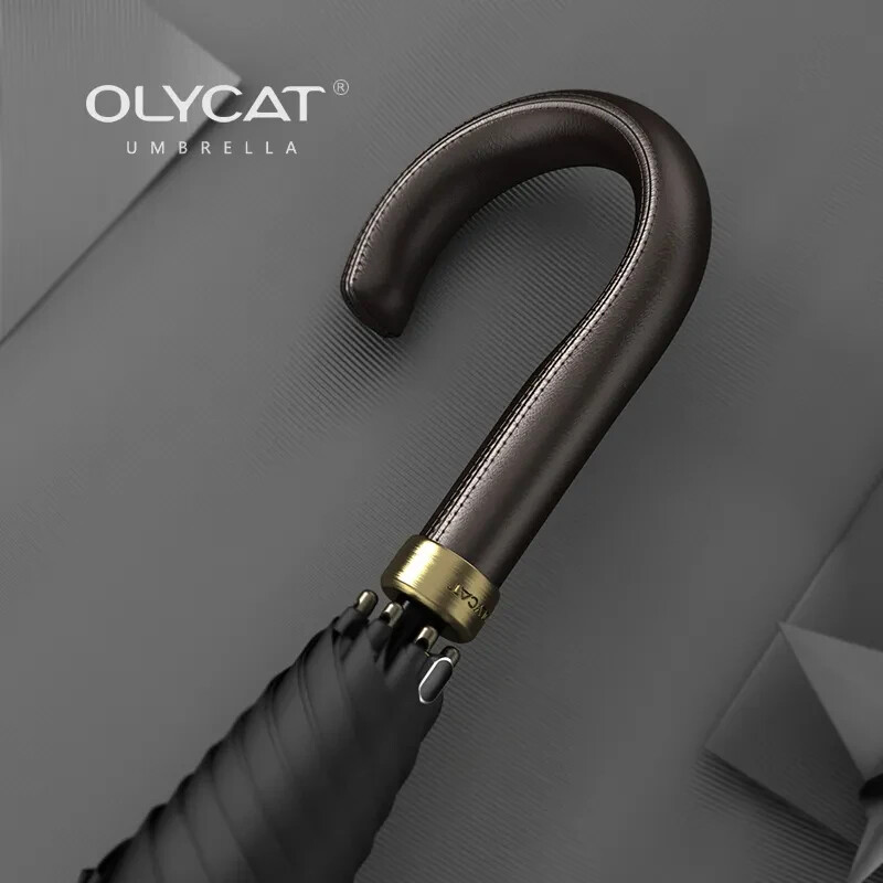 New Luxury Large Umbrella Auto Windproof Leather Golf Rain Long Handle Umbrellas