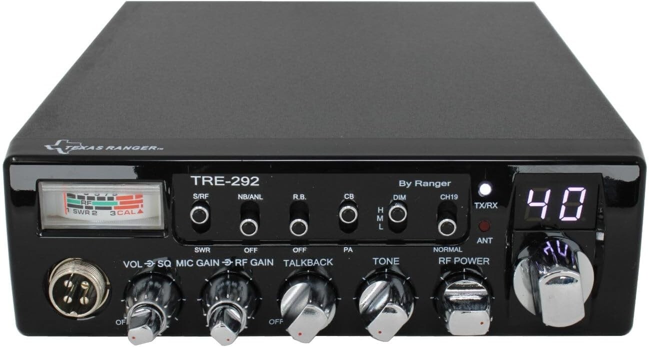 Texas Ranger TRE‑292 CB Radio 40 Ch AM Compact "29", Black Face w/ SWR Meter