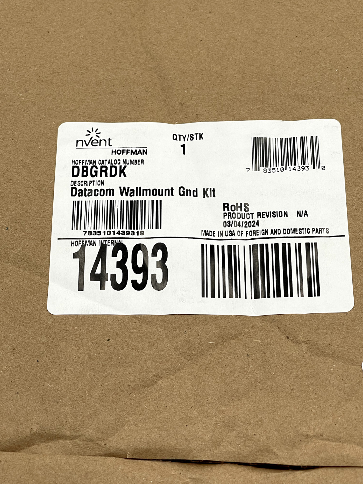 NVENT HOFFMAN DBGRDK 14393 DATACOM WALLMOUNT GROUNDING KIT