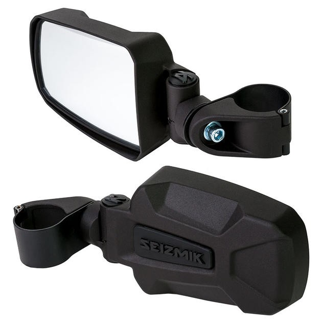 Seizmik Pursuit Side View Mirrors for 1.75" ROPS/Round Roll Cage Black
