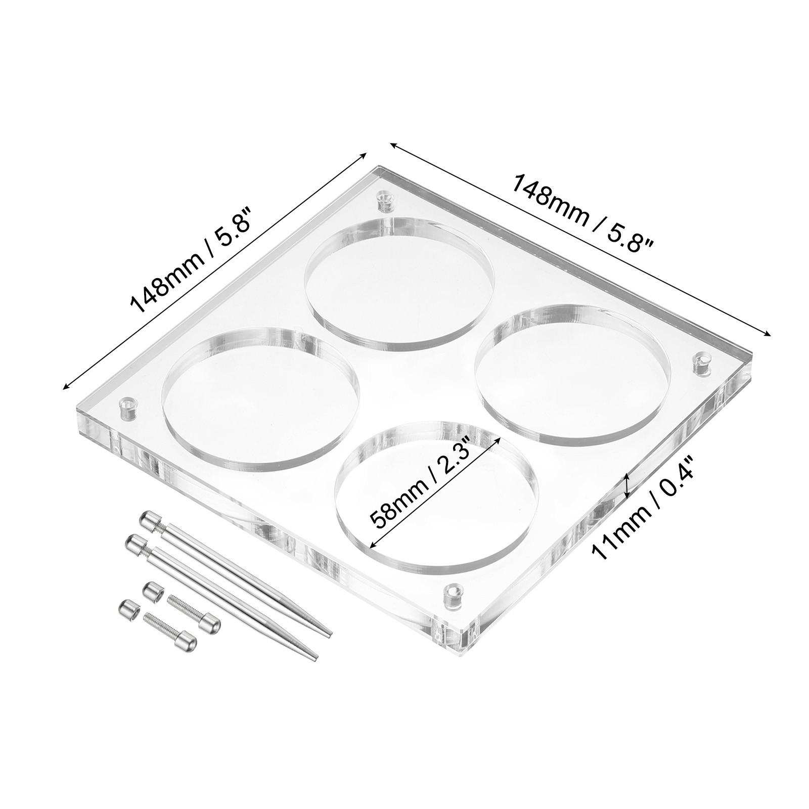 2.3" Acrylic Coin Display Frame 3D Floating Display Case Holder 4 Slots