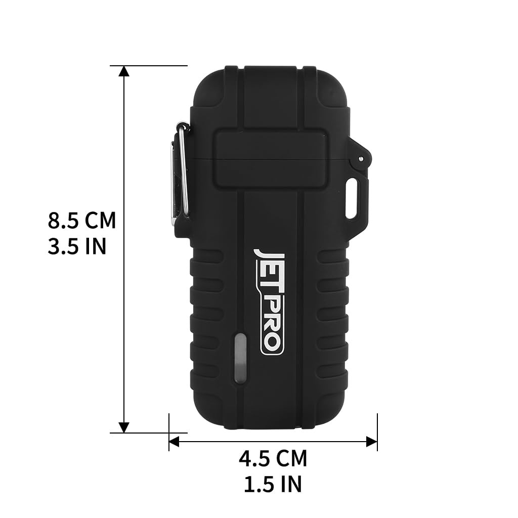 JETPRO Telescopic Refillable Butane Torch Lighter Waterproof Windproof Black