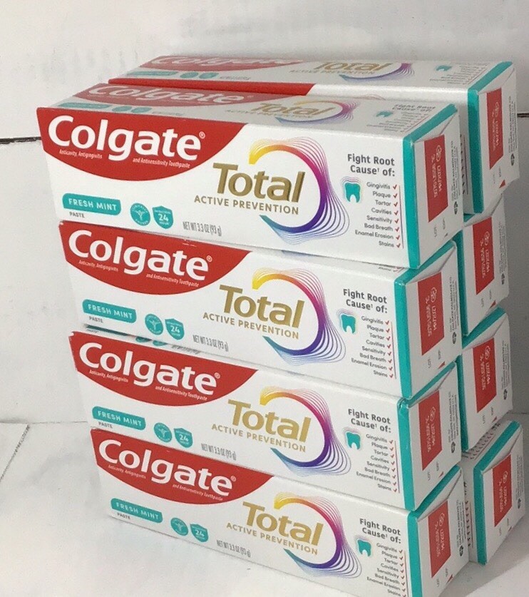 Colgate Total Fresh Mint Toothpaste, 8 Pack, 3.3 Oz Tube