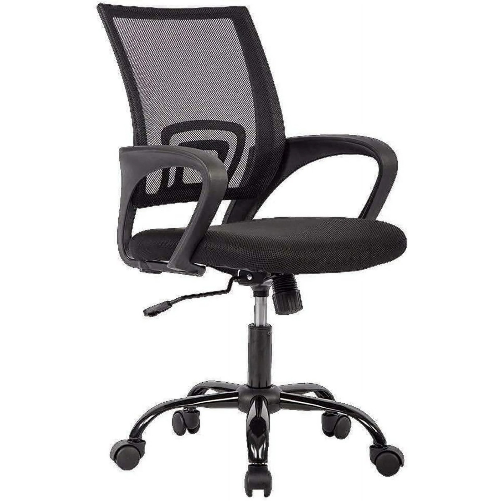 Ergonomic Home Office Chair, Adjustable Lumbar Support and Height, with Arms, Bl
