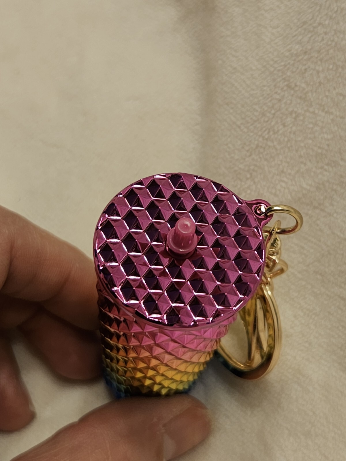 Multicolor Durian Pattern Drinking Cup Keychain Gradient Pendant Straw Keyring