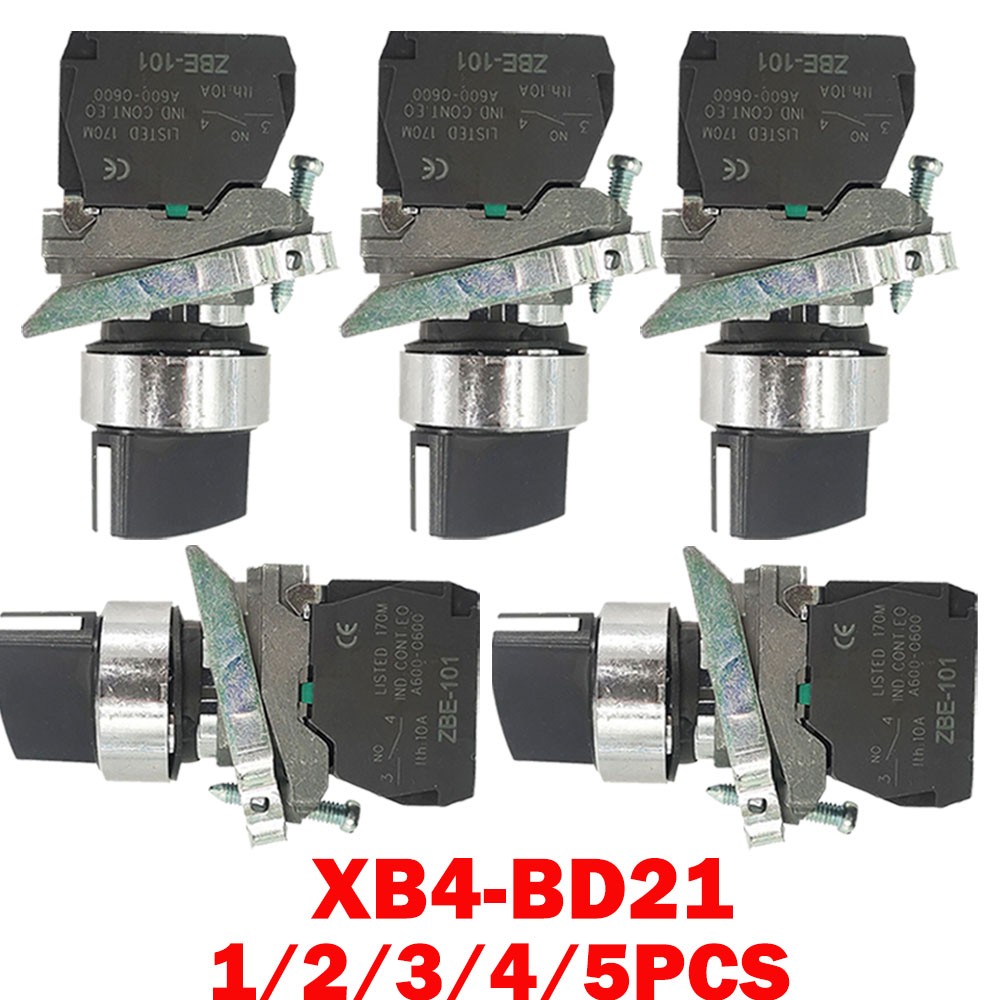 1/2/3/4/5x XB4-BD21 Selector Switches Metal 22mm 2-Position Stay Put 1NO XB4BD21