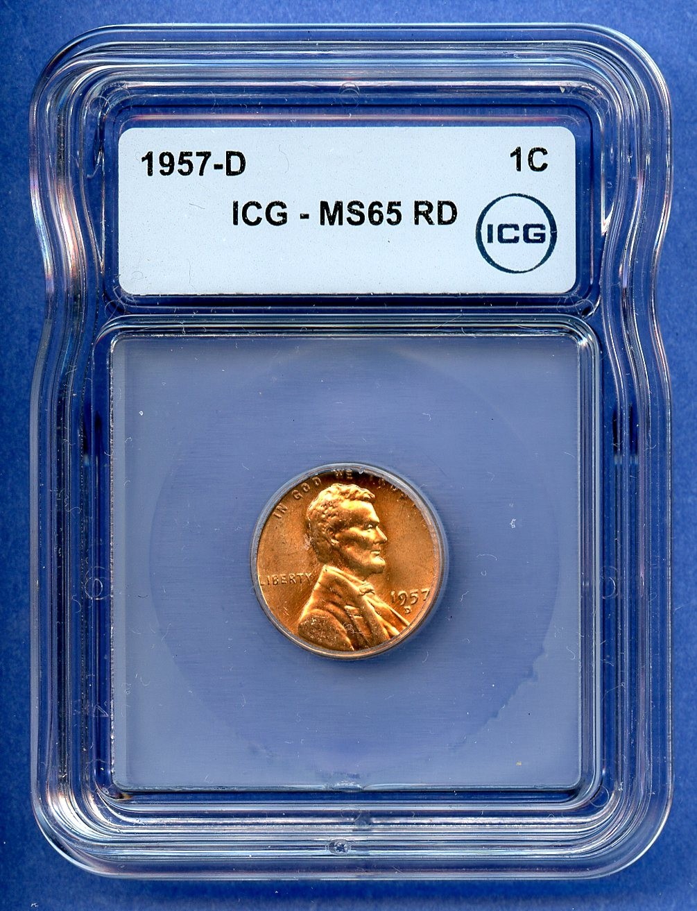 1957 D ICG MS65RD Lincoln Wheat Cent 1c US Mint Coin 1957-D MS-65 RD