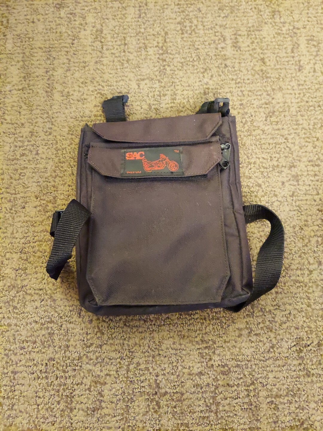 The Sac Canvas Bike Messenger Bag in Black with Red Logo